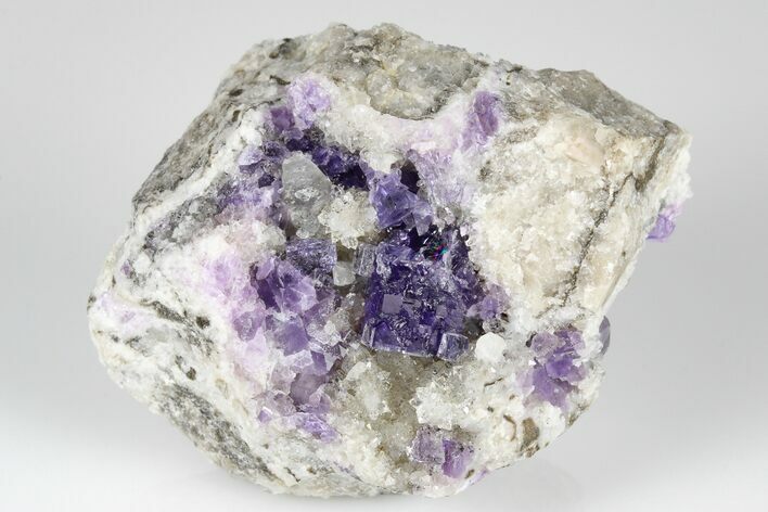 Purple, Cubic Fluorite Crystals with Quartz - Berbes, Spain #183827